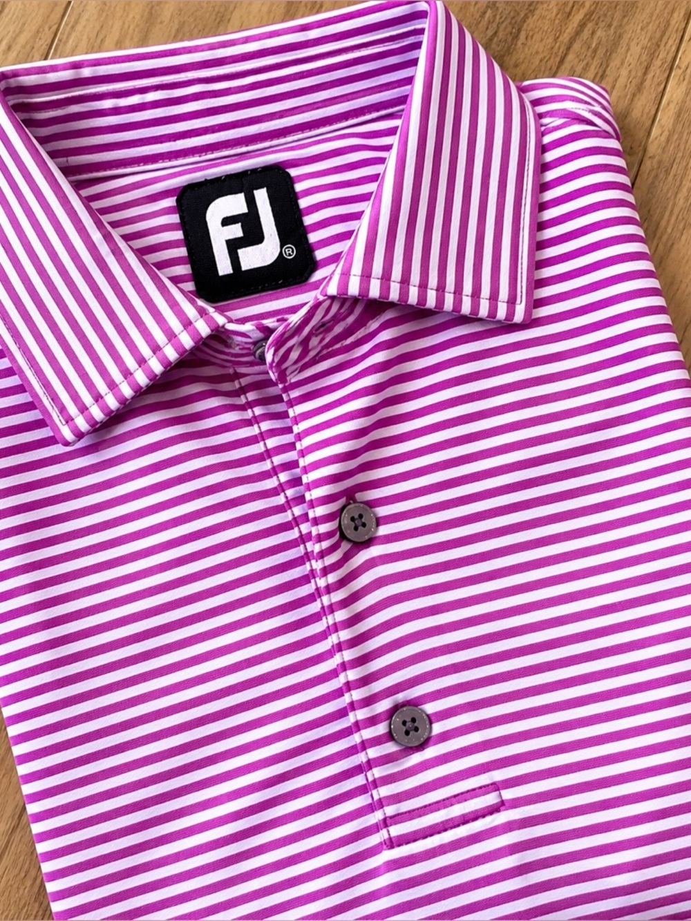 FootJoy Golf Polo Shirt Men XL Pink White Stripe Performance Stretch